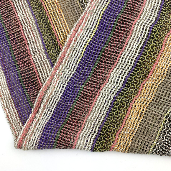 Vintage Jeffrey Lawrence Bentley Open Weave Boho Stripe Neck Scarf 7" x 76" - Picture 2 of 7